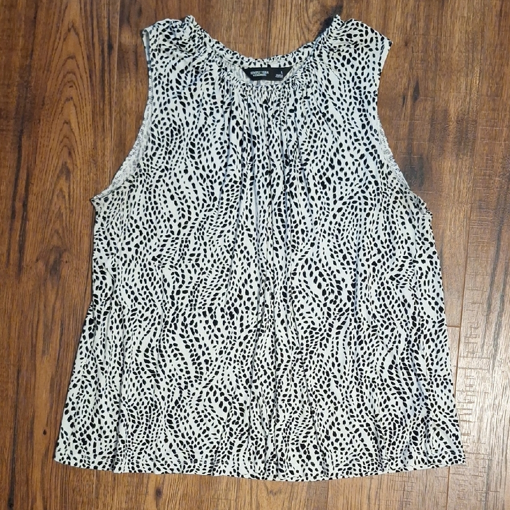 Simply Vera Vera Wang Black and White Animak Print Tank Top Sz L